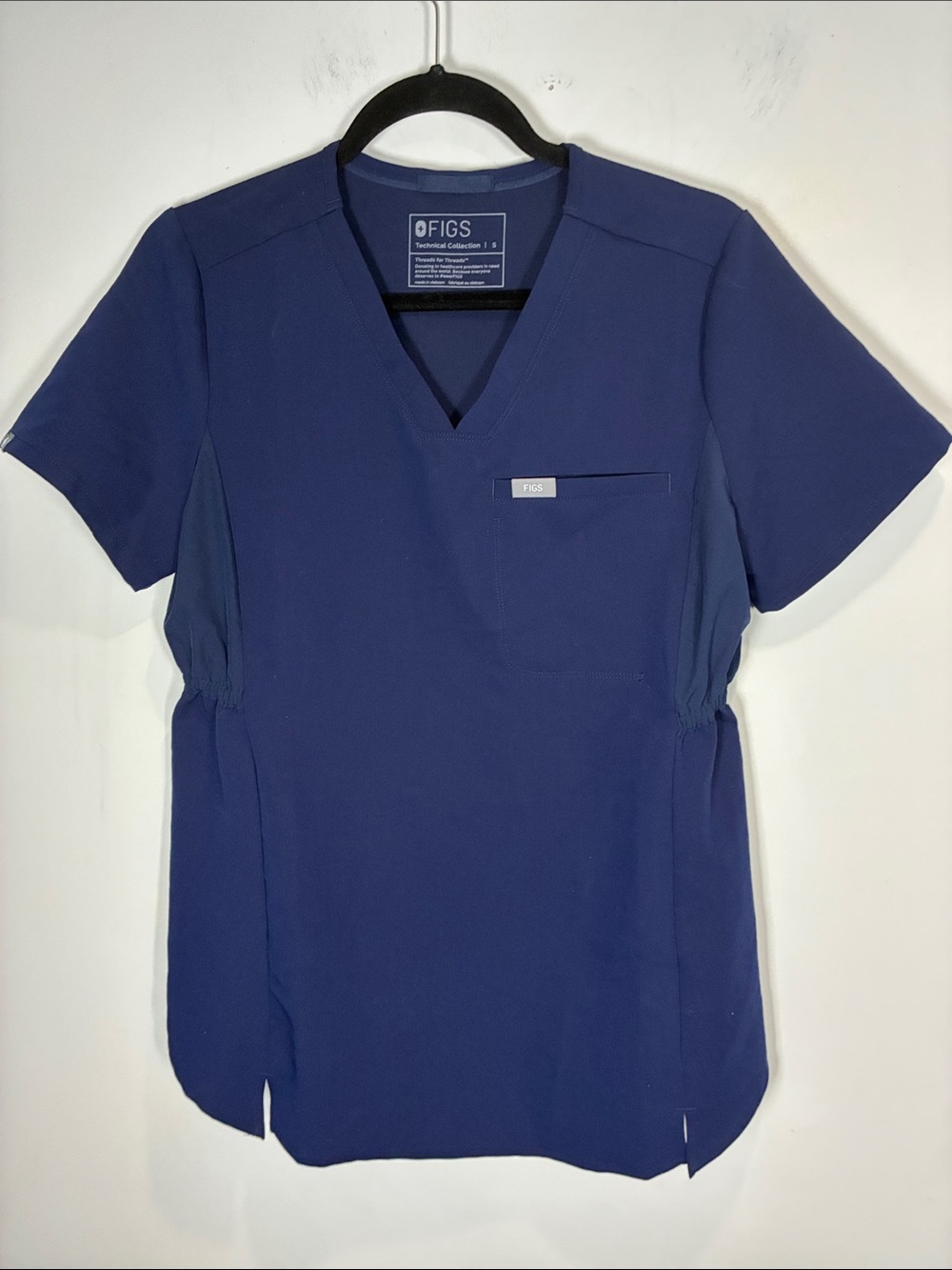 FIGS Technical Collection Navy V-Neck Scrub Top Women’s S Stretch NWOT
